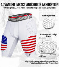 Elite 5-Pad Men Football Girdle with Cup Pocket Patriot (Adult)