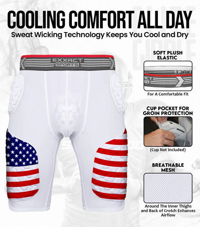 Elite 5-Pad Men Football Girdle with Cup Pocket Patriot (Adult)