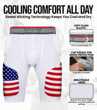 Elite 5-Pad Men Football Girdle with Cup Pocket Patriot (Adult)