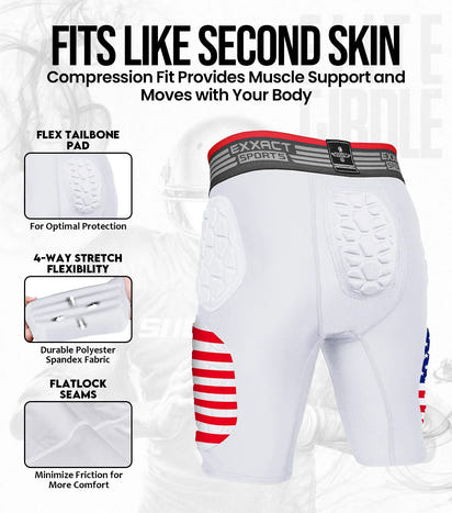 Elite 5-Pad Men Football Girdle with Cup Pocket Patriot (Adult)