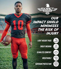 Elite 6-Pad Men's Padded Football Shirt with Chest, Shoulder, Ribs & Spine Protection (Adult)