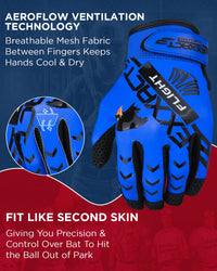 Flight Baseball Batting Gloves For Youth & Adult (Blue)