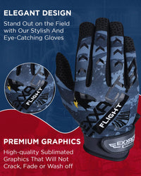 Flight Baseball Batting Gloves For Youth & Adult (Gray)
