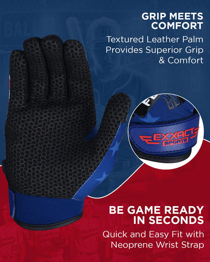 Flight Baseball Batting Gloves For Youth & Adult (Patriot)