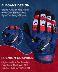 Flight Baseball Batting Gloves For Youth & Adult (Patriot)