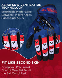 Flight Baseball Batting Gloves For Youth & Adult (Patriot)