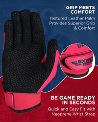 Flight Baseball Batting Gloves For Youth & Adult (Hot Pink)