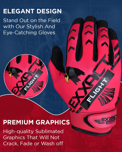Flight Baseball Batting Gloves For Youth & Adult (Hot Pink)