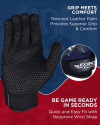 Flight Baseball Batting Gloves For Youth & Adult (Red)