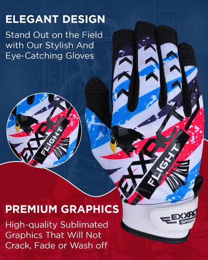 Flight Baseball Batting Gloves For Youth & Adult (White Printed)
