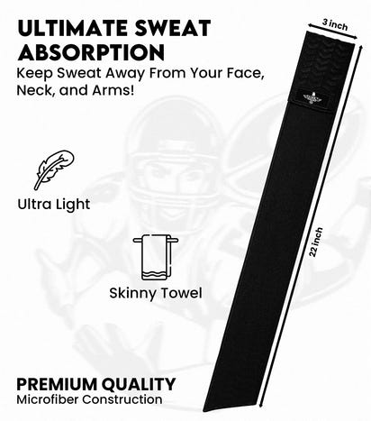 Streamer Football Towel with Hook & Loop Fastener (Black)