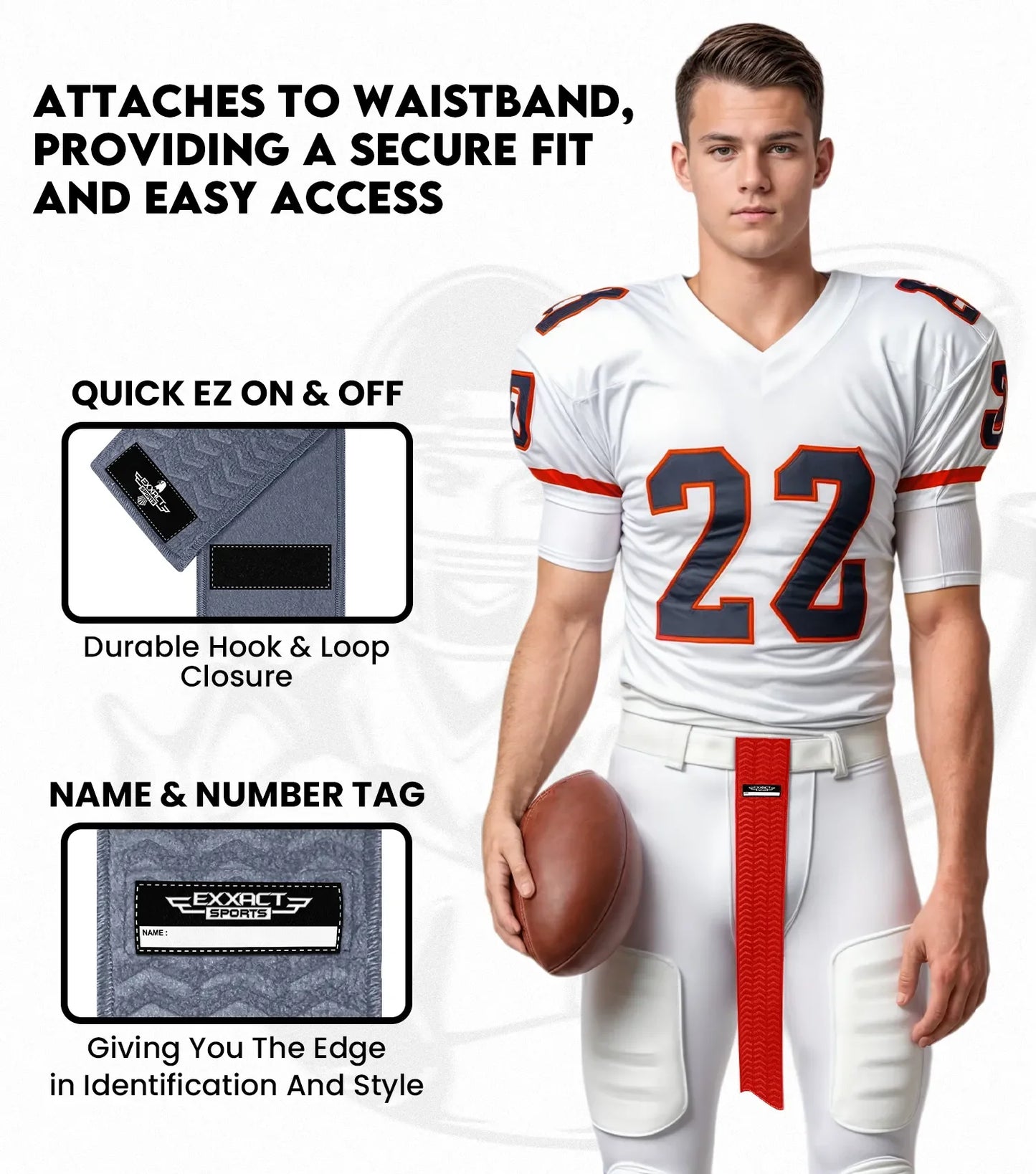 Streamer Football Towel with Hook & Loop Fastener (Gray)