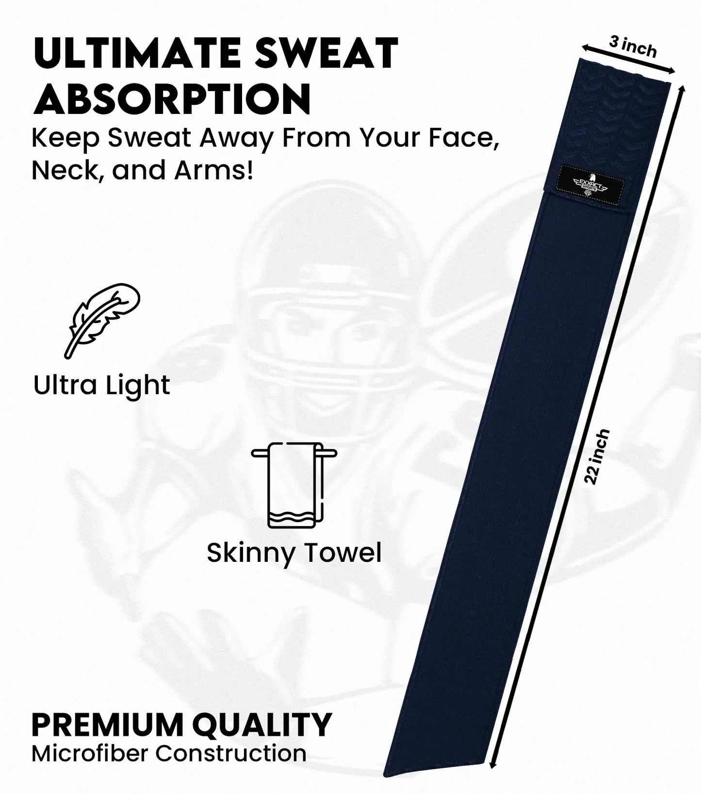 Streamer Football Towel with Hook & Loop Fastener (Navy)