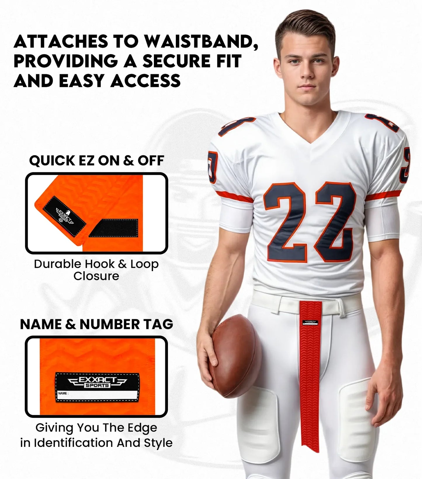 Streamer Football Towel with Hook & Loop Fastener (Orange)