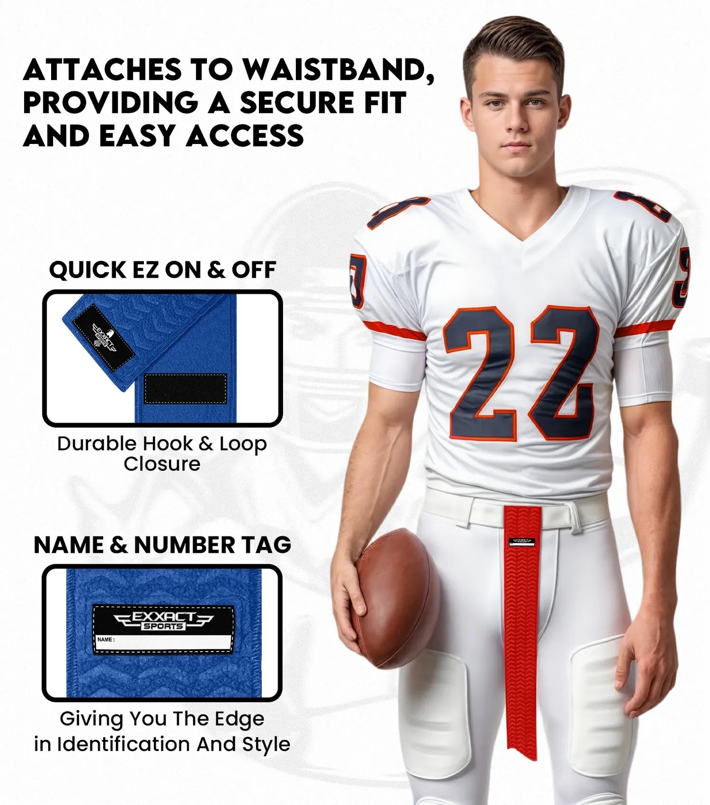 Streamer Football Towel with Hook & Loop Fastener (Royal Blue)