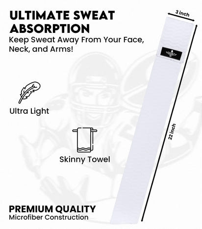 Streamer Football Towel with Hook & Loop Fastener (White)