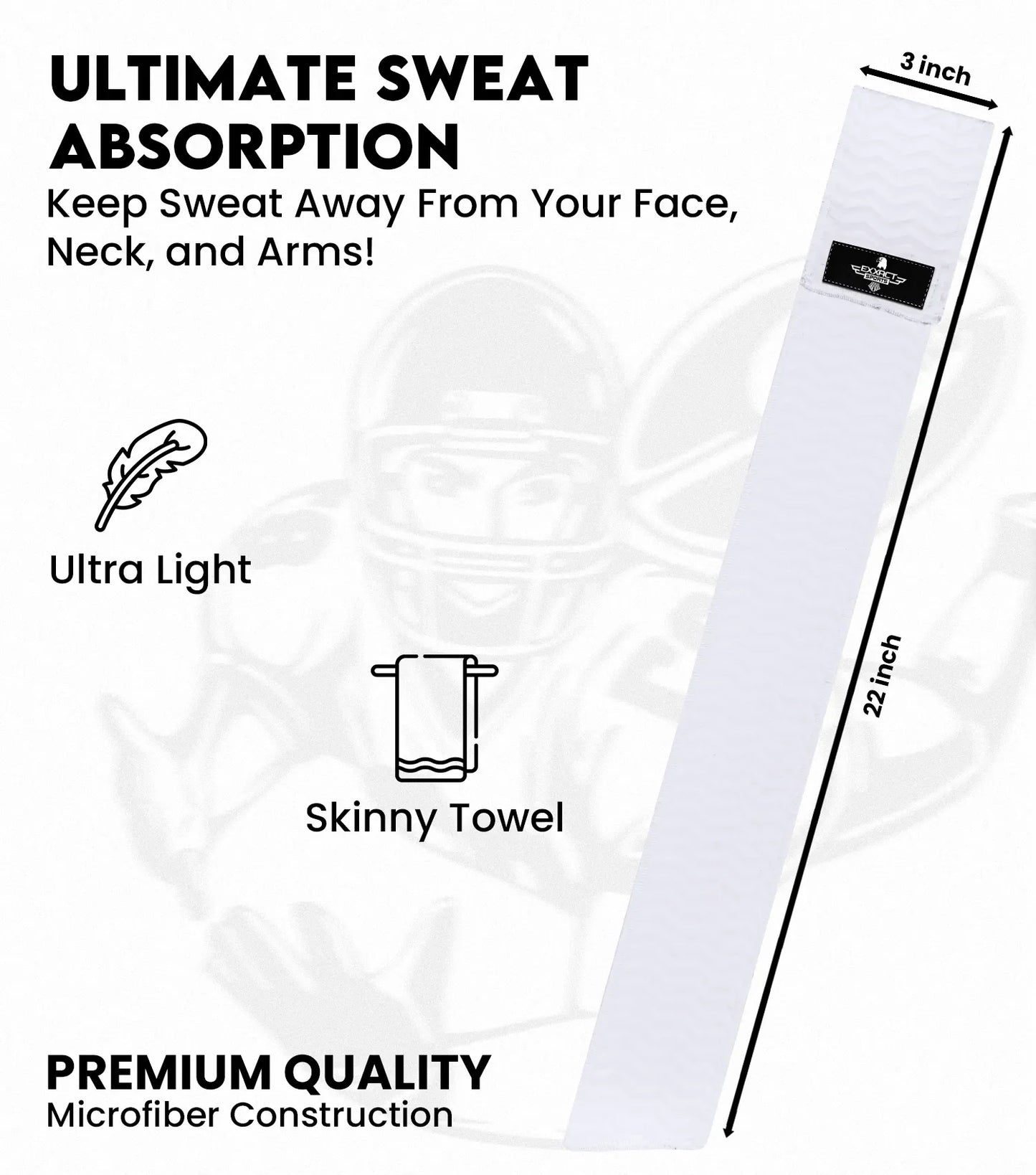 Streamer Football Towel with Hook & Loop Fastener (White)