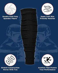 Football Leg Sleeves Men's & Boys (1 Pair) Black