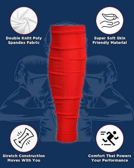 Football Leg Sleeves Men's & Boys (1 Pair) Red