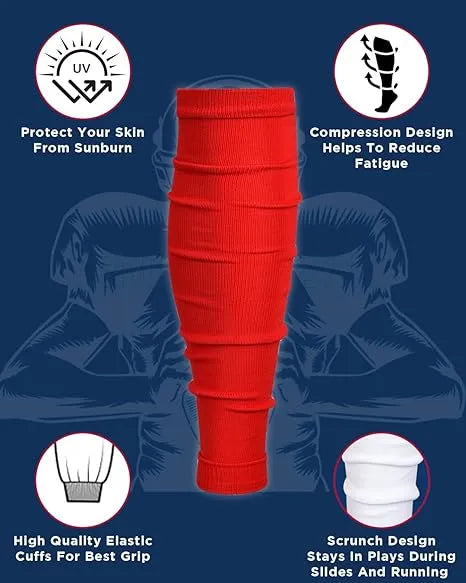 Football Leg Sleeves Men's & Boys (1 Pair) Red