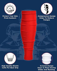 Football Leg Sleeves Men's & Boys (1 Pair) Red