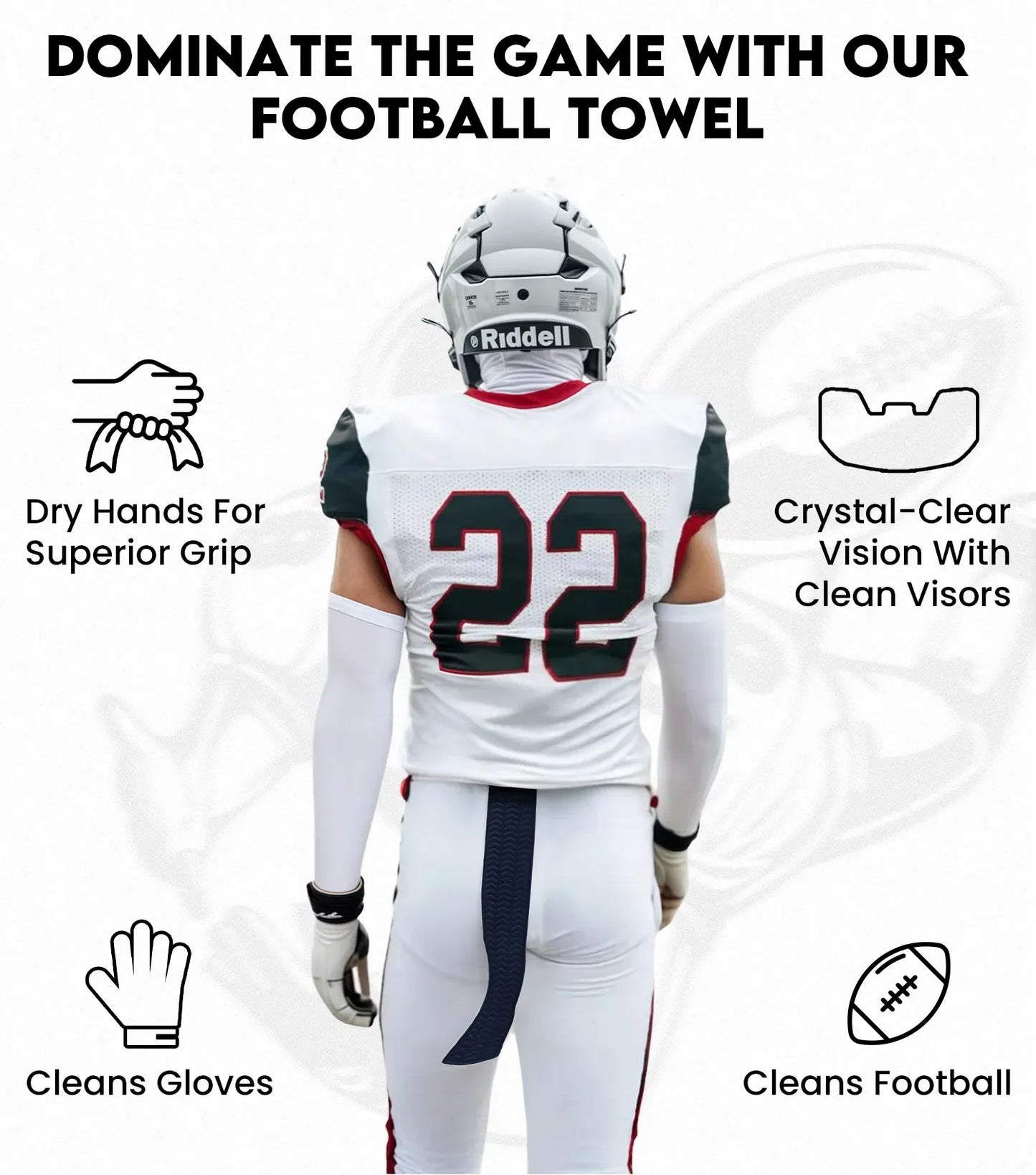 Streamer Football Towel with Hook & Loop Fastener (Red)