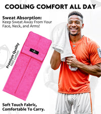 Football Towel with Hook & Loop Fastener, to Clean Hands, Visor and Gloves (Pink)