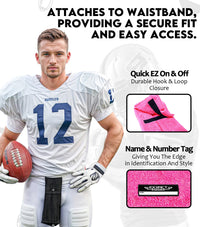 Football Towel with Hook & Loop Fastener, to Clean Hands, Visor and Gloves (Pink)