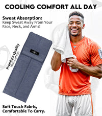 Football Towel with Hook & Loop Fastener, to Clean Hands, Visor and Gloves (Gray)