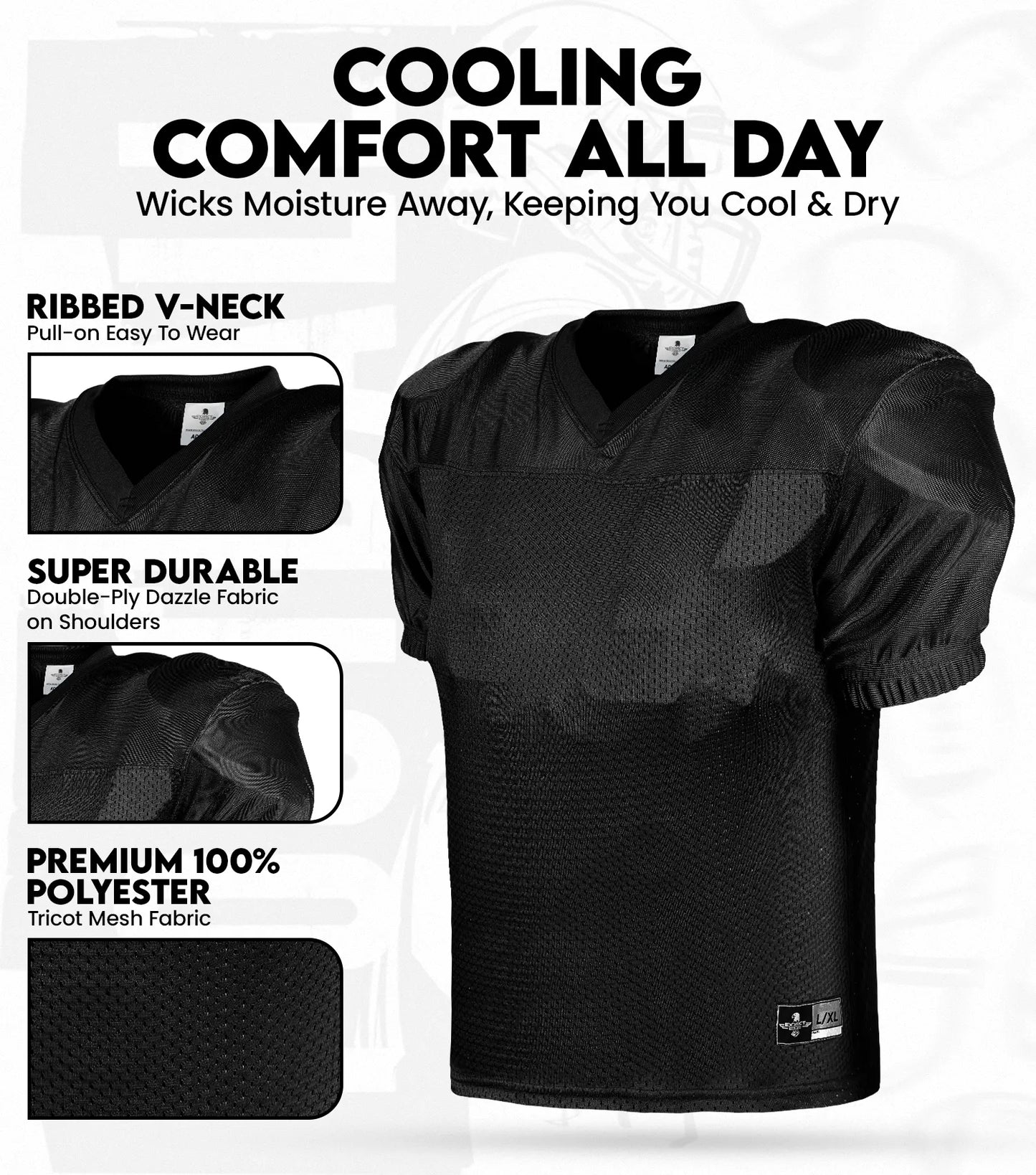 Boys Youth Football Practice Jersey (Black)