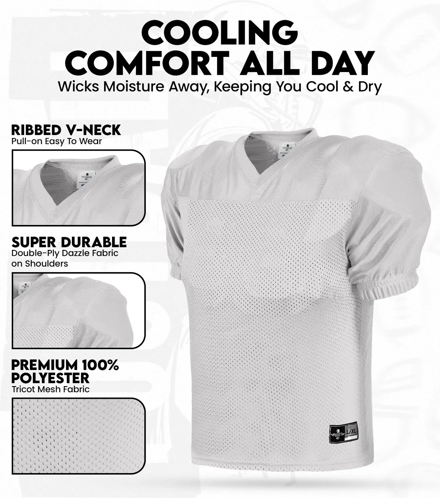 Boys Youth Football Practice Jersey (Silver)