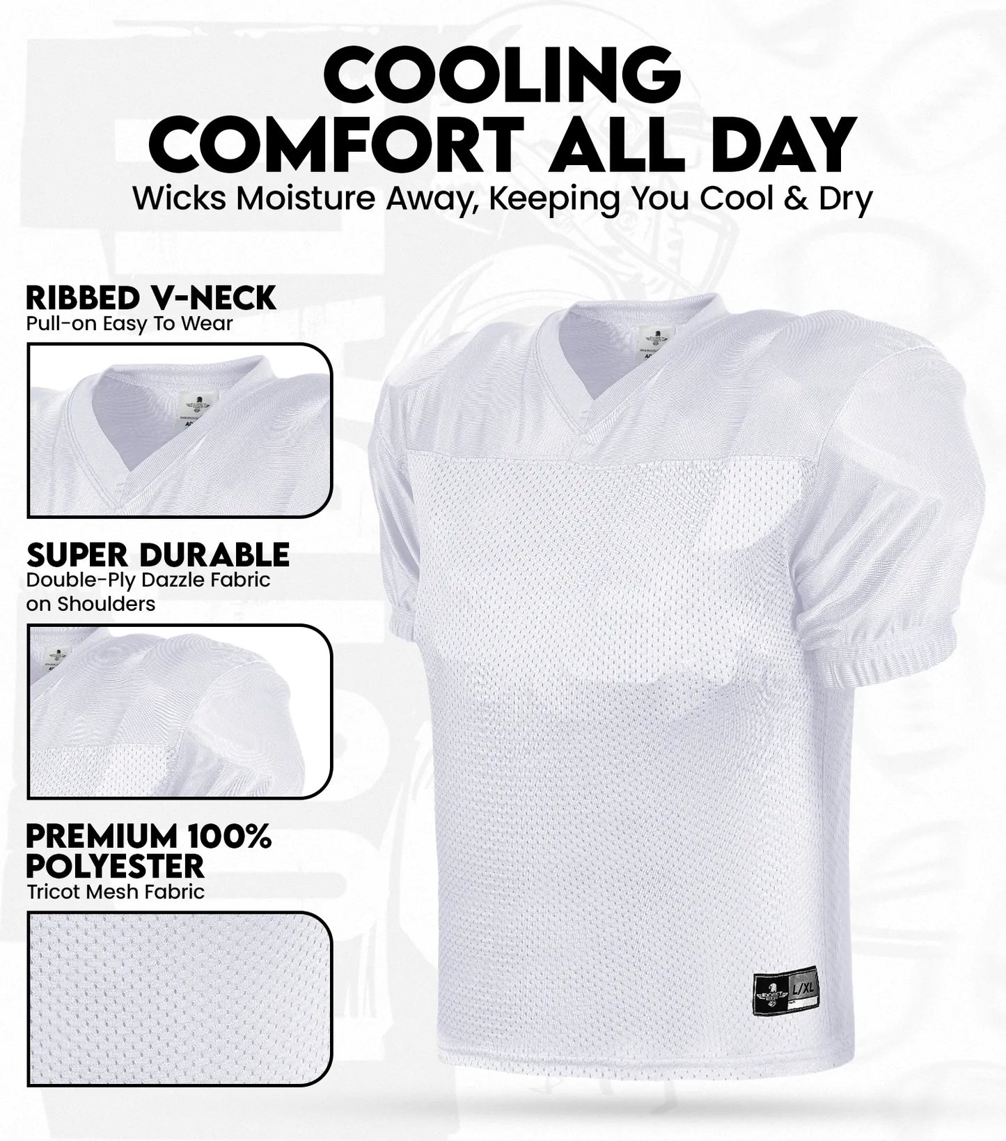 Boys Youth Football Practice Jersey (White)