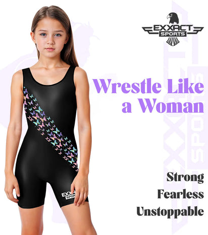 Sublimated Girl's Wrestling Singlets, High-Cut Female Singlets (Butterfly)