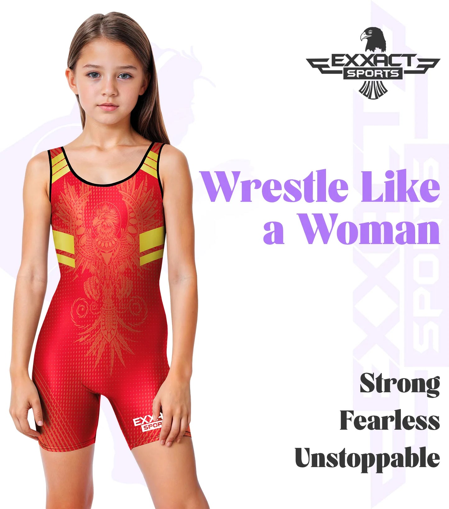 Sublimated Girl's Wrestling Singlets, High-Cut Female Singlets (Phoenix)