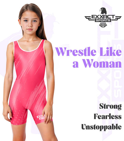 Sublimated Girl's Wrestling Singlets, High-Cut Female Singlets (Pink)