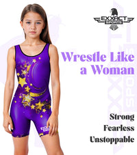 Sublimated Girl's Wrestling Singlets, High-Cut Female Singlets (Stars)
