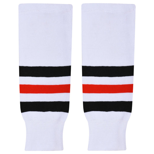 Knit Men & Women Hockey Socks White / Black & Red