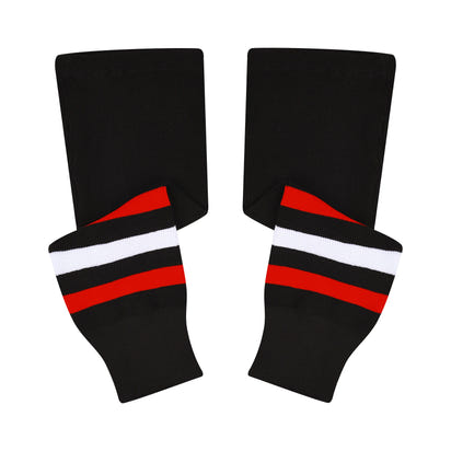 Knit Men & Women Hockey Socks  Black / Red & White