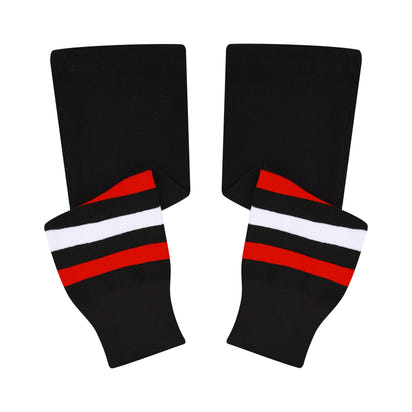 Knit Men & Women Hockey Socks  Black / Red & White