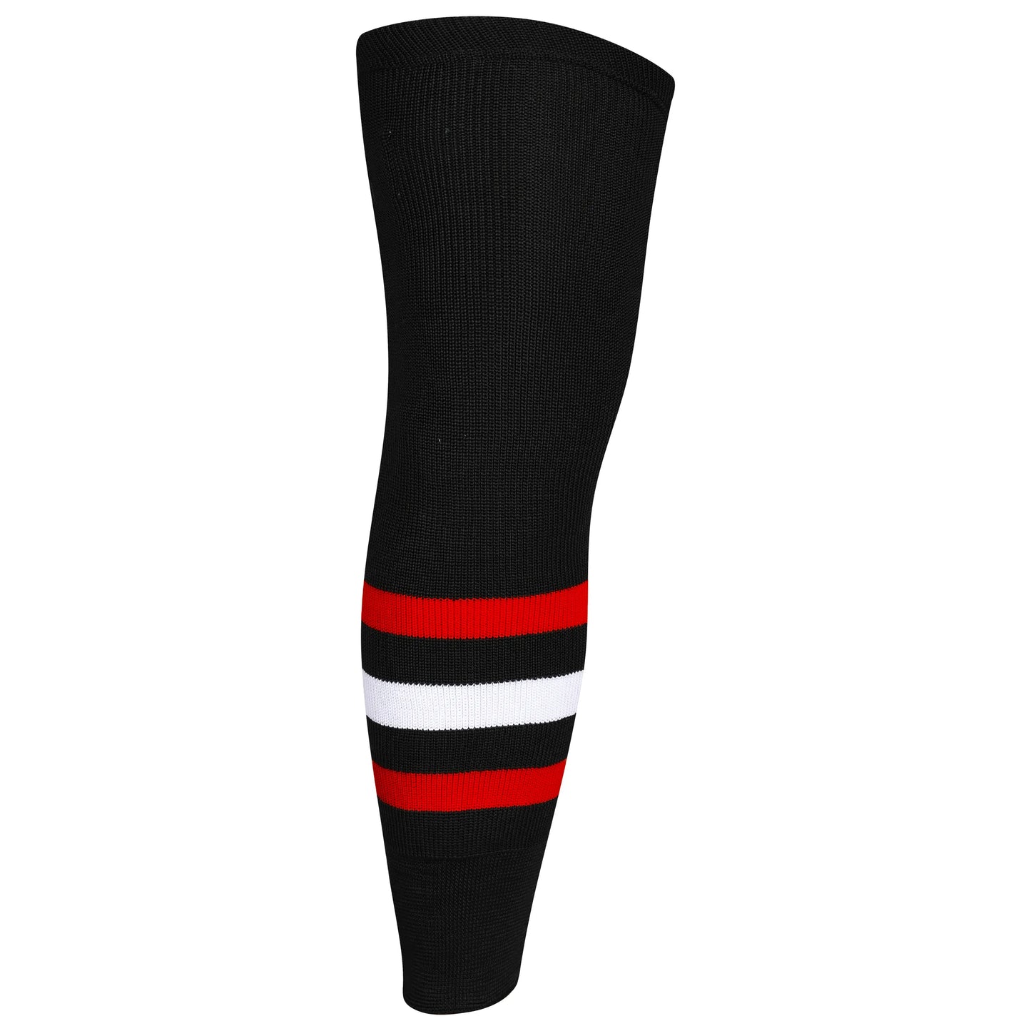Knit Men & Women Hockey Socks  Black / Red & White
