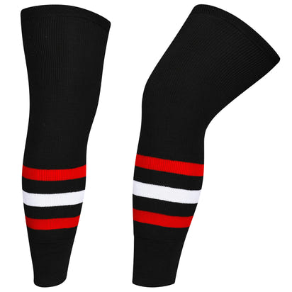 Knit Men & Women Hockey Socks  Black / Red & White