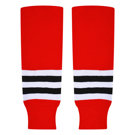 Knit Men & Women Hockey Socks  Red / White & Black
