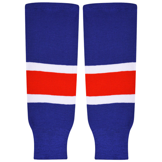 Knit Men & Women Hockey Socks Royal Blue / White & Red