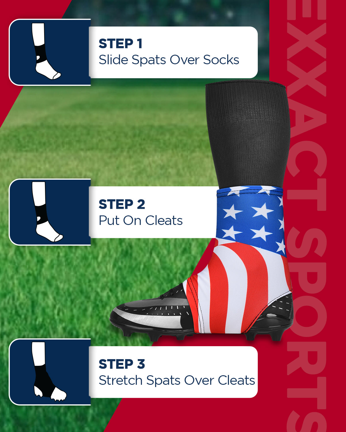Spats Cleat Men & Boys Football Covers (usa Flag)