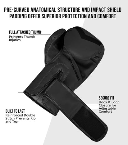 Kids Knockout Boxing Gloves with Padded Protection (Black)