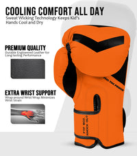 Kids Knockout Boxing Gloves with Padded Protection (Orange/Black)