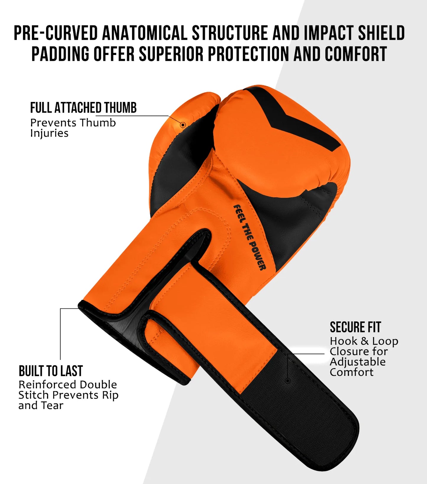 Kids Knockout Boxing Gloves with Padded Protection (Orange/Black)