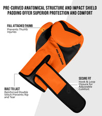 Kids Knockout Boxing Gloves with Padded Protection (Orange/Black)