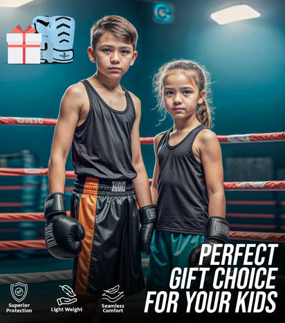 Kids Knockout Boxing Gloves with Padded Protection (Baby Blue/Balck)