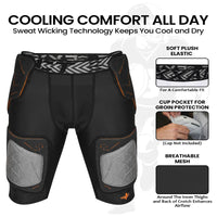 Men's Gladiator 5-Pad Football Girdle with Cup Pocket (Black)